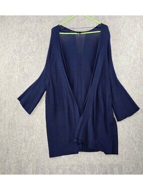 Lane Bryant Womens Navy Open Cardigan 26/28 Rayon Nylon Fabric Flared Sleeves